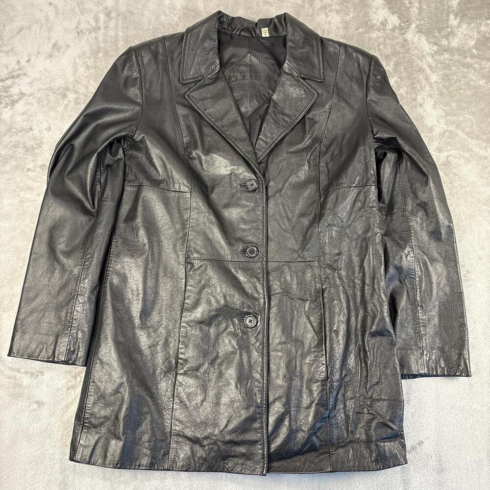 Preston & York Women’s Black Mid-Length 100% Genuine Leather Jacket size M